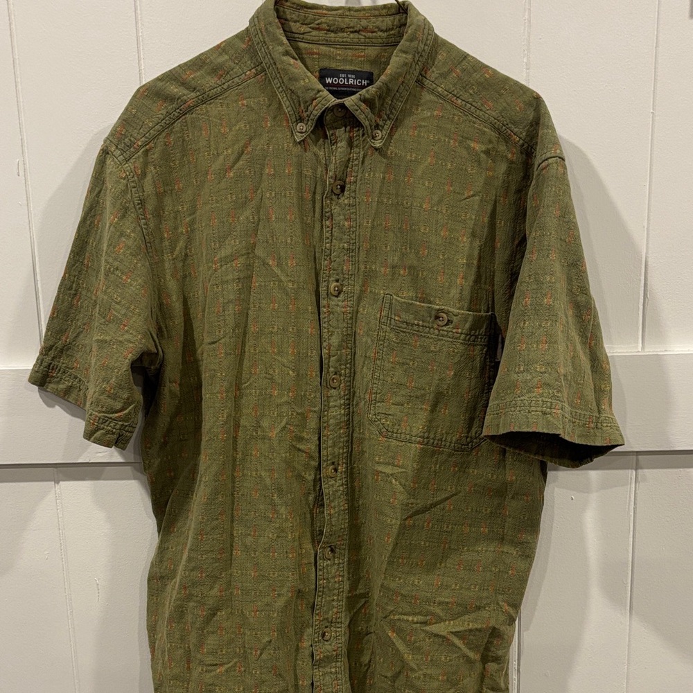 Woolrich Men's Olive Button Down Shirt